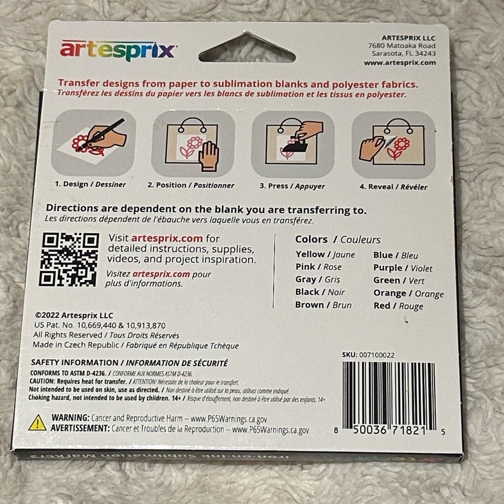 ARTESPRIX Iron-On-Ink Sublimation Markers 10ct NEW $30 - Picture 9 of 9